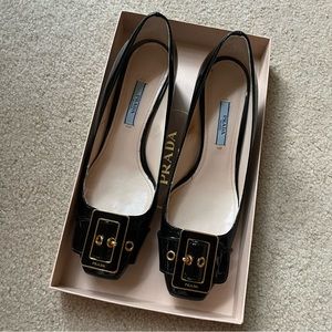 Black Prada Calzature Donna Vernice 2 Pump with Block Heel